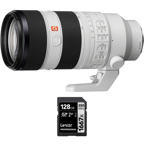 Sony FE 70-200mm F2.8 GM OSS II G Master Zoom E-Mount Lens + 128GB Memory Card