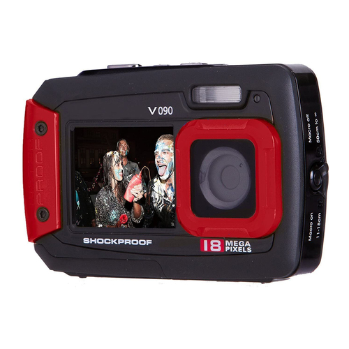 Vivitar V090 18 Megapixel Selfie Dual Screen Waterproof Digital Camera - Black/Red