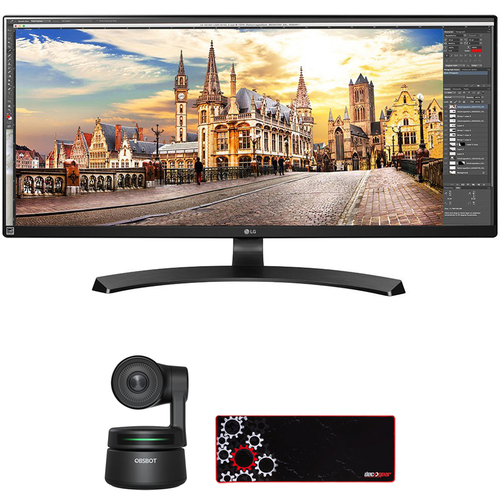 LG 34UM68-P 34` 21:9 UltraWide FreeSync IPS Monitor w/ AI Webcam Bundle