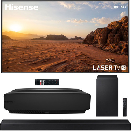 Hisense 100L5G 100` 4K UST LASER TV & 100'' Cinema Screen Bundle with HWA-650 Soundbar