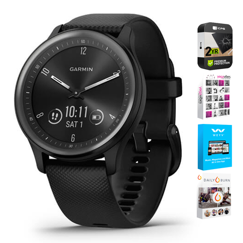 Garmin Vivomove Sport Smart Hybrid Watch Black with 2 Year Extended Warranty