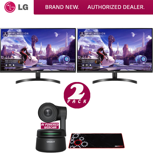 LG 27` QHD IPS Dual Monitor with AMD FreeSync + AI-Powered PTZ Webcam Bundle