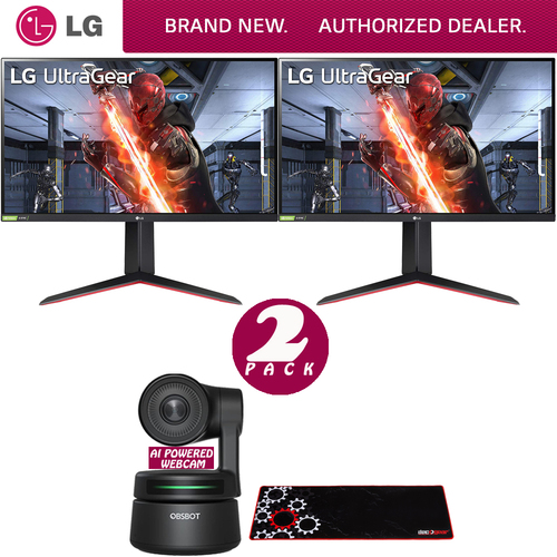 LG 27` UltraGear FHD IPS 1ms 144Hz HDR Dual Monitor + AI-Powered PTZ Webcam Bundle