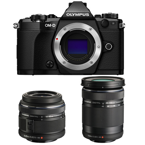 Olympus OM-D E-M5 Mark II Black Digital Camera with 14-42mm and 40-150mm Lens Bundle