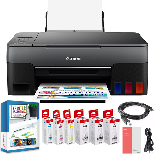 Canon Pixma G2260 All-in-One MegaTank Wired Printer with Copy Scan Photo Print Bundle