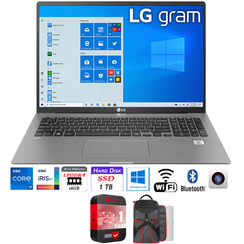 LG gram 17` WQXGA 11th Gen Intel i7-1165G7 16GB/1TB SSD Laptop + Backpack Bundle
