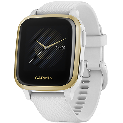 Venu Sq, Light Gold Aluminum Bezel with White Case and Silicone Band