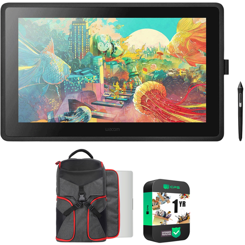Wacom DTK2260K0A Cintiq 22 Drawing Tablet w/ HD Screen + Warranty & Backpack Bundle