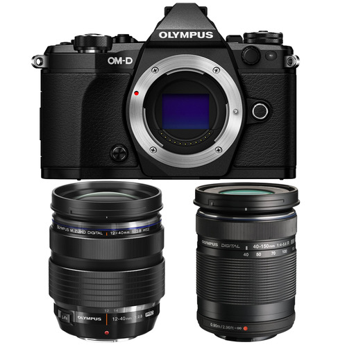 Olympus OM-D E-M5 Mark II Black Digital Camera with 12-40mm and 40-150mm Lens Bundle