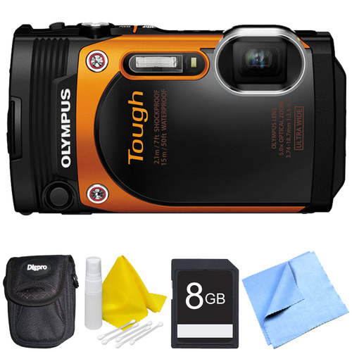 Olympus TG-860 Tough Waterproof 16MP Digital Camera with 3-Inch LCD - Orange Bundle