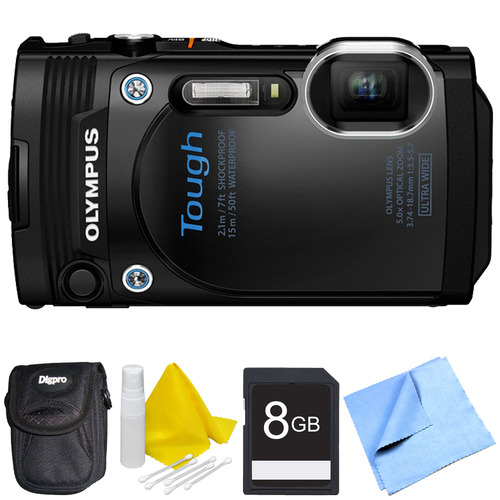 Olympus TG-860 Tough Waterproof 16MP Digital Camera with 3-Inch LCD - Black Bundle