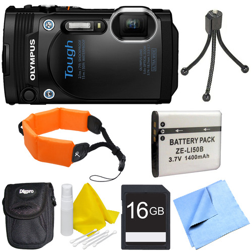 Olympus TG-860 Tough Waterproof 16MP Digital Camera w/ 3-Inch LCD - Black Deluxe Bundle