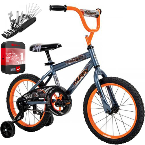 Huffy Pro Thunder 16 Inch Kids' Bike + Deco Gear Tool Kit + 1 Year Protection Pack