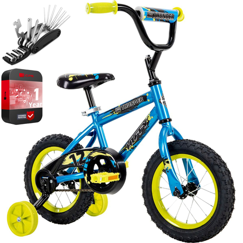 Huffy Pro Thunder Kids 12inch Bike + Deco Gear Tool Kit + 1 Year Protection Pack