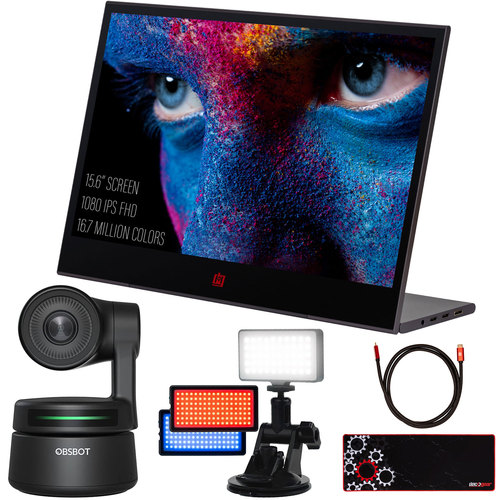 Deco Gear 15.6` Portable Monitor with OBSBOT Smart AI Video Conference Streaming Bundle