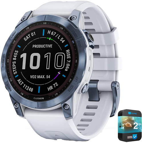 Garmin Fenix 7 Sapphire Solar Smartwatch Blue Whitestone Band + 2 Year Warranty