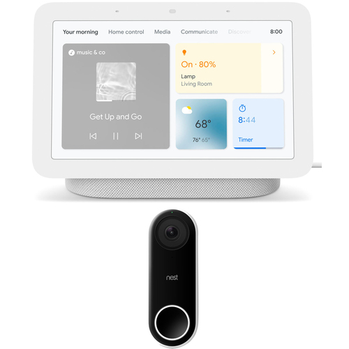 Google Nest Hub 2nd Gen Smart Display Assistant (Chalk) + Google Nest Doorbell Bundle