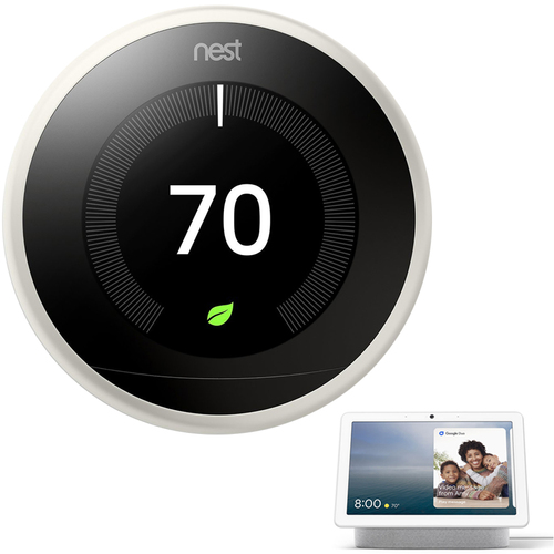 Google Nest 3rd Generation Learning Thermostat White with Hub Max Chalk