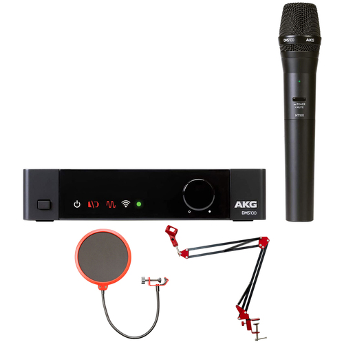 AKG Pro Audio DMS100 Digital Wireless Mic System, Vocal Set + Pop Filter + Arm Stand