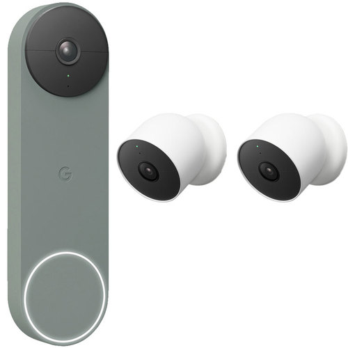 Google Nest Doorbell (Battery), Ivy Bundle with 2-Pack Google Nest Cam (Battery)