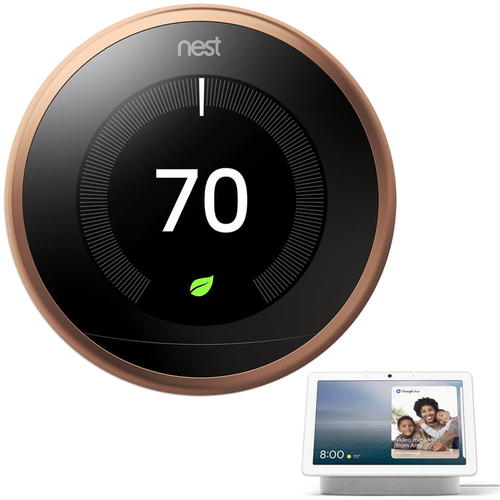 Google Nest 3rd Generation Learning Thermostat Copper with Hub Max Chalk