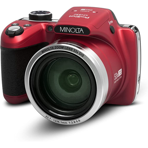 Minolta Pro Shot 16MP Digital Camera with 53x Optical Zoom - Red