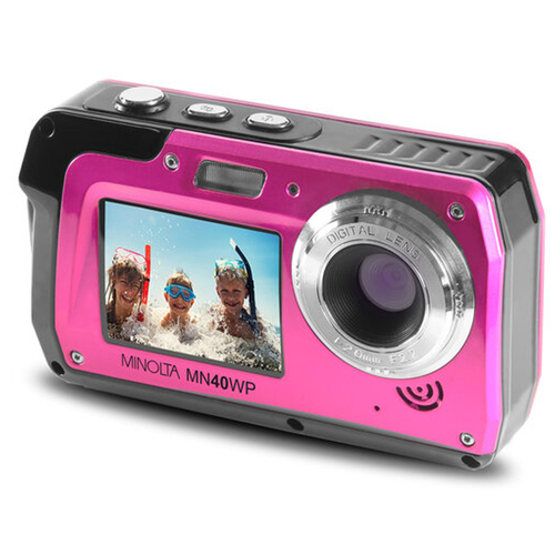 Minolta 48 MP Dual Screen 2.7K Ultra HD Waterproof Digital Camera - MN40WP-PK (Pink)