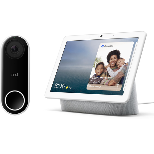 Google Nest Hello Smart Wi-Fi Video Doorbell (NC5100US) and Hub Max, Chalk (GA00426-US)
