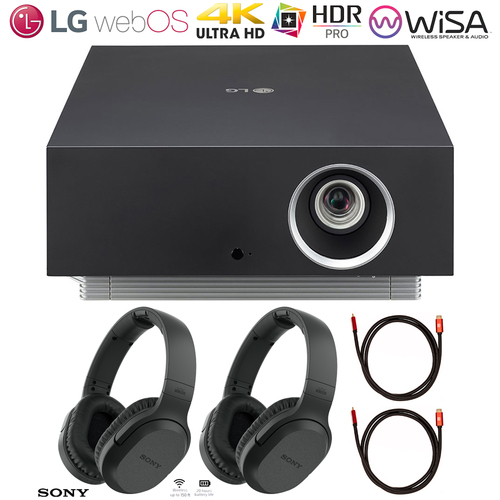 LG AU810PB 4K UHD Smart Dual Laser CineBeam Projector w/ Sony Headphones Bundle
