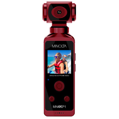 Minolta MN4KP1 4K Ultra HD Pocket Camcorder w/WiFi & Waterproof Housing (Red)