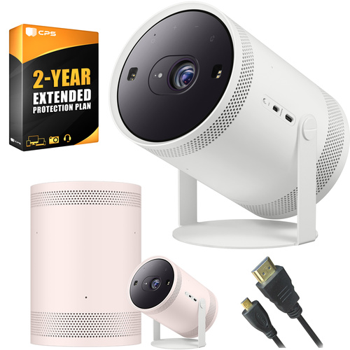 Samsung The Freestyle Projector (SP-LSP3BLAXZA) Bundle with Blossom Pink Skin + Warranty