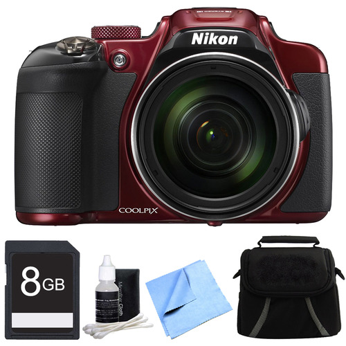 Nikon COOLPIX P610 16MP 60x Super Zoom HD, WiFi, GPS Digital Camera 8GB Bundle - Red