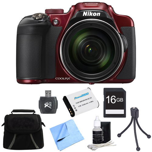 Nikon COOLPIX P610 16MP 60x Super Zoom HD Digital Camera 16GB Accessory Bundle - Red