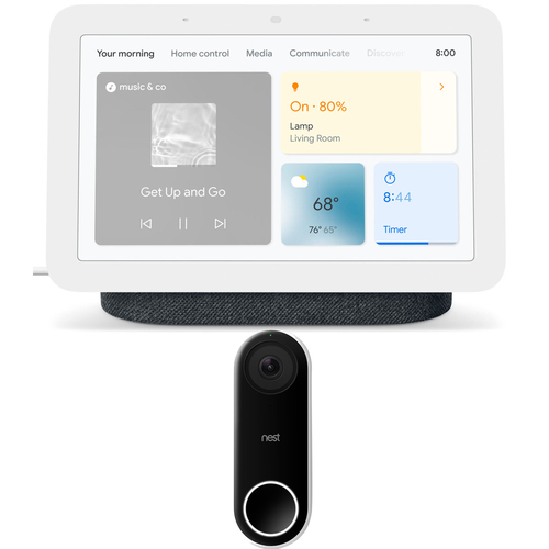 Google Nest Hub 2nd Gen Smart Display Assistant (Charcoal) + Google Nest Doorbell Bundle 