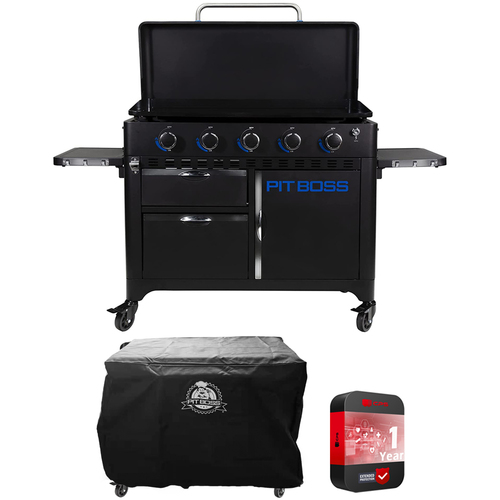 Pit Boss Portable 5-Burner Lift-Off Griddle, PB5BGD2 w/ Cover +Extended Warranty