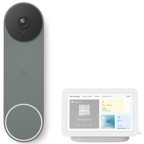 Google Nest Doorbell (Battery) - Ivy w/ Google Nest Hub 2nd Gen, Chalk