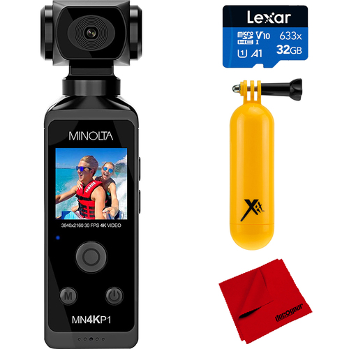 Minolta MN4KP1-BK 4K Ultra HD Pocket Camcorder w/ Waterproof Housing +Accessories Bundle
