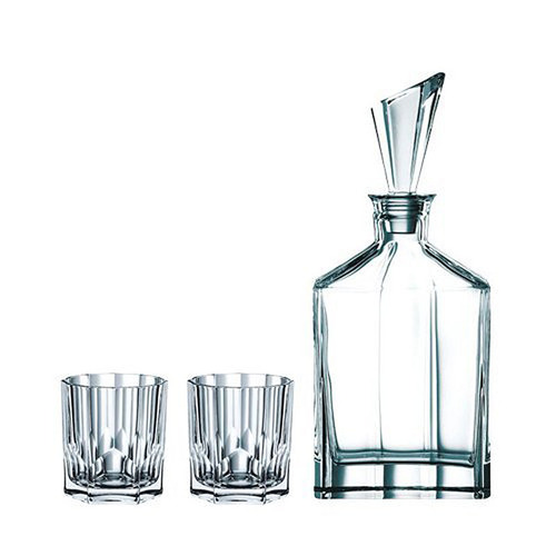 Nachtmann Aspen Decanter Set with Stopper and Whisky Tumblers, Clear