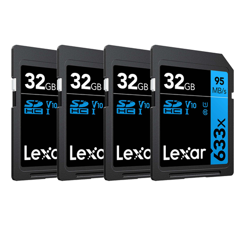 Lexar Professional 633x 32GB SDHC UHS-1 Class 10 Memory Card 4 Pack