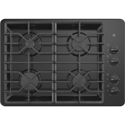 GE 30` Built-In Gas Cooktop with Dishwasher-Safe Grates, Black