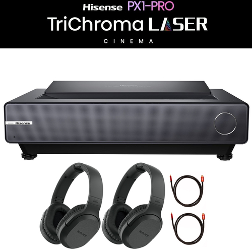 Hisense PX1-PRO 90-130` Ultra Short Throw 4K HDR LASER Projector + Headphone Bundle