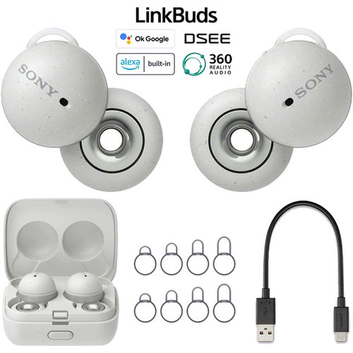 LinkBuds Truly Wireless Earbuds Headphones w/ Alexa Built-in (White) - WFL900/W