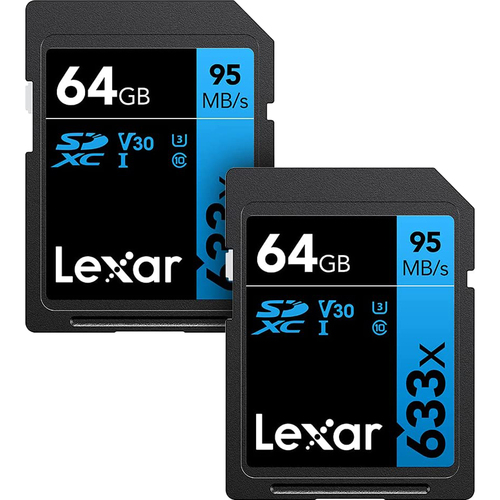 64GB Professional 633x SDXC UHS-I/U1 Class 10 Memory Card Up to 95 MB/s - 2 Pack