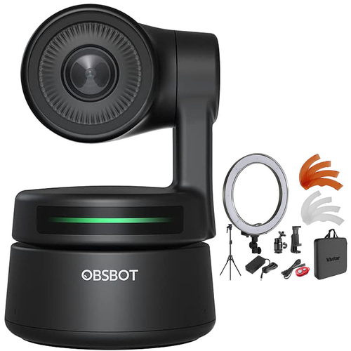 OBSBOT Tiny AI-Powered PTZ Webcam, 1080p HD + Ring Light Kit