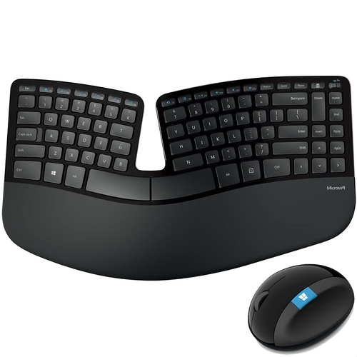 Microsoft Sculpt Ergonomic Wireless Desktop Keyboard and Mouse, Black (L5V-00001)