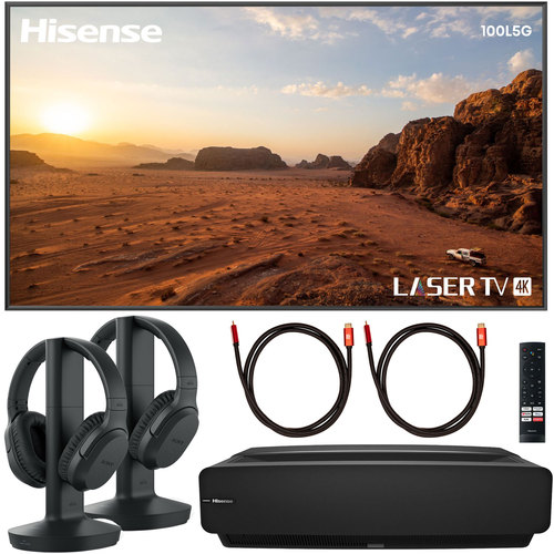 Hisense 100L5G 100` 4K UST LASER TV & 100'' Cinema Screen Bundle + Sony RF400 Headphones