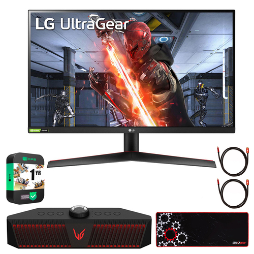 LG 27` UltraGear QHD IPS 144Hz 16:9 G-SYNC HDR Monitor w/ LG GP9 Speaker Bundle