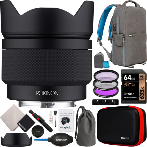 Rokinon 12mm F2.0 AF Lens for Sony E-Mount APS-C Mirrorless Cameras IO12AF-E Bundle