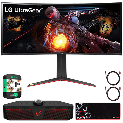 LG 34` UltraGear QHD Nano IPS Curved Gaming Monitor w/ LG GP9 Speaker Bundle
