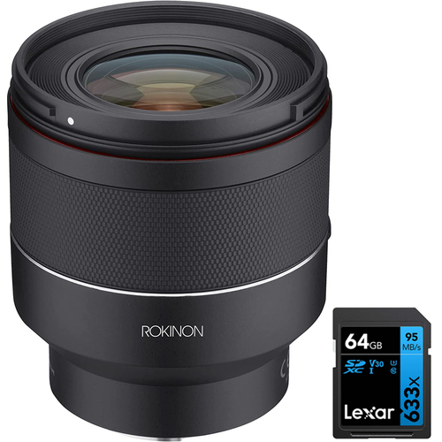 Rokinon 50mm F1.4 II AF Lens for Sony E-Mount Mirrorless Cameras + 64GB Card